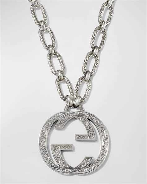 white gold gucci link necklace|gucci interlocking g necklace men's.